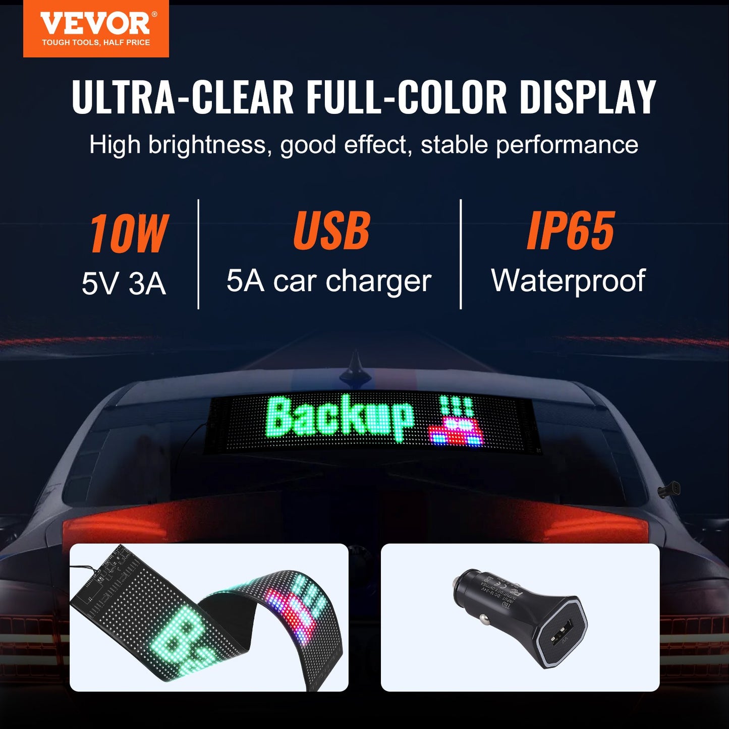 68x12cm Programmerbar LED-skylt Scrolling Display Board P6 Fullfärg