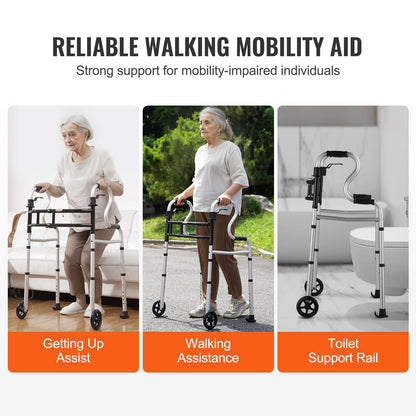 Folding Walker Stand-Assist Folding Walker with Adjustable Height and Width