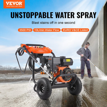 Gas pressure washer 3500 PSI 10L/min 2.6 GPM with 5 nozzles for cars