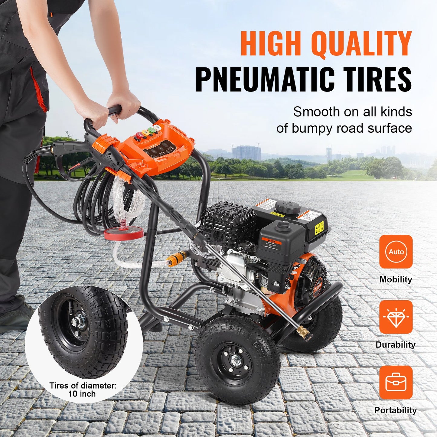 Gas pressure washer 3500 PSI 10L/min 2.6 GPM with 5 nozzles for cars