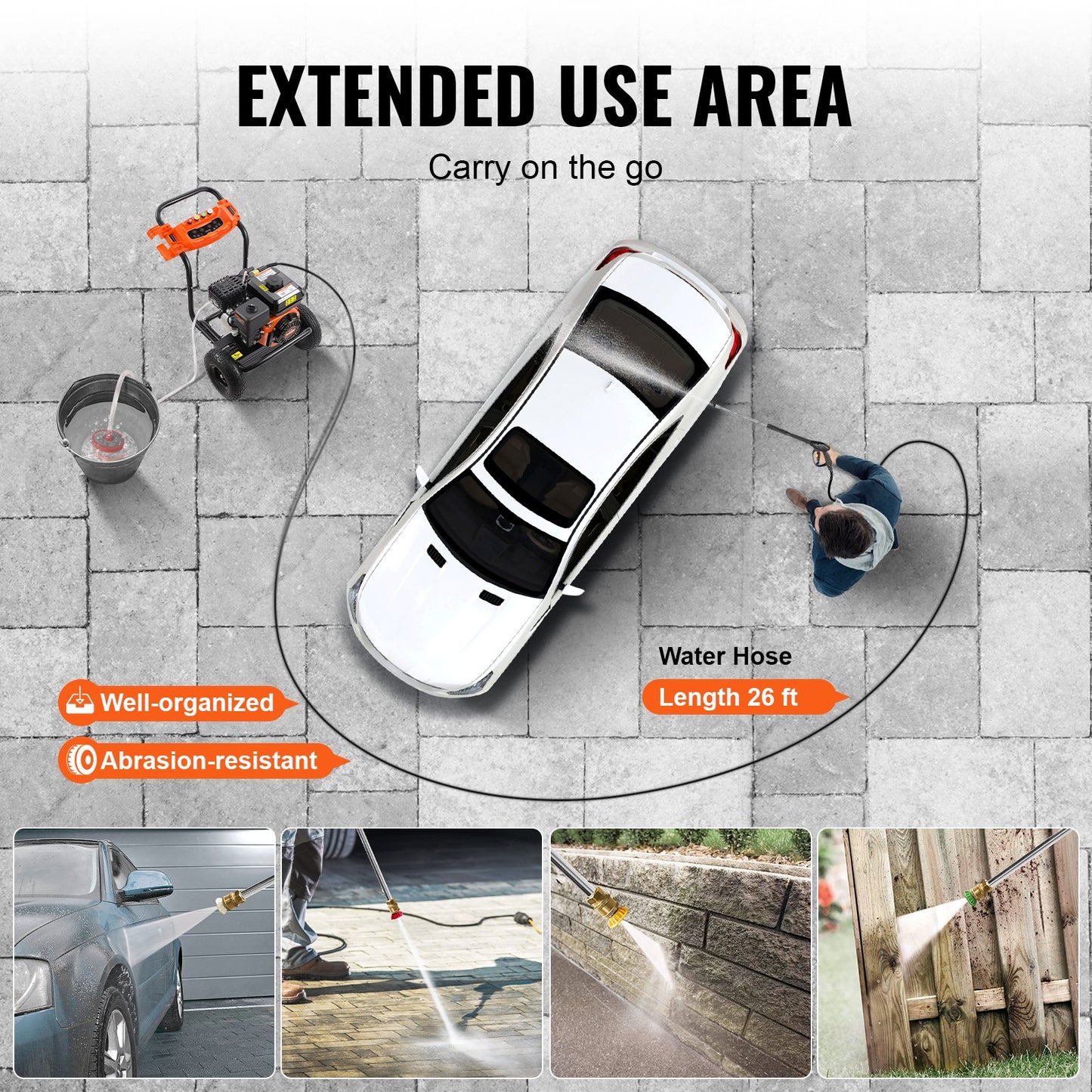 Gas pressure washer 3500 PSI 10L/min 2.6 GPM with 5 nozzles for cars