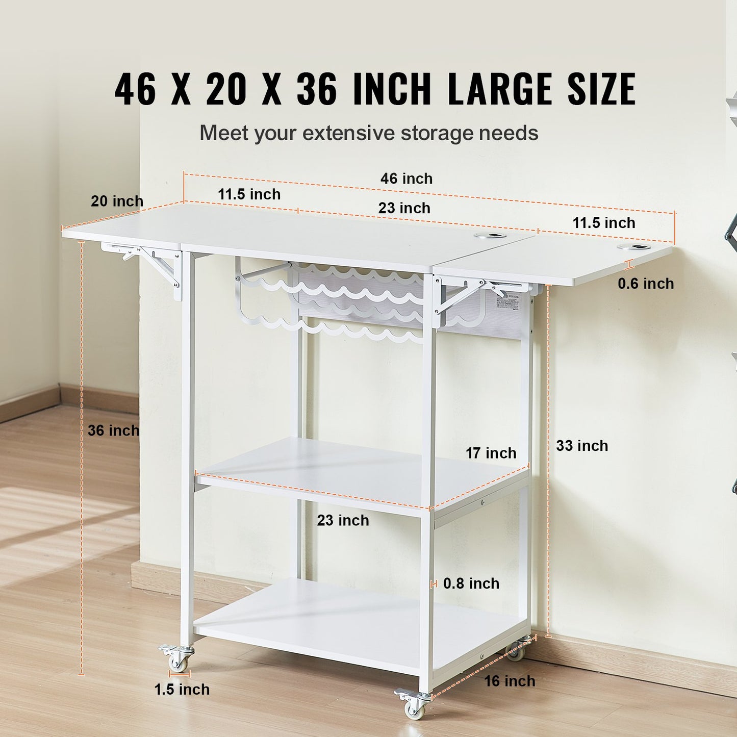 Heat Press Table 3-Tier Movable Heat Press Stand Foldable with Wheels White