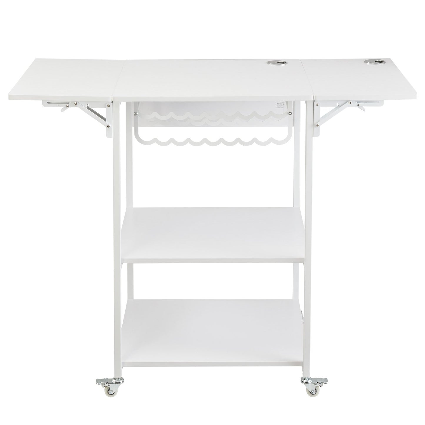 Heat Press Table 3-Tier Movable Heat Press Stand Foldable with Wheels White