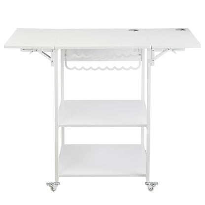 Heat Press Table 3-Tier Movable Heat Press Stand Foldable with Wheels White