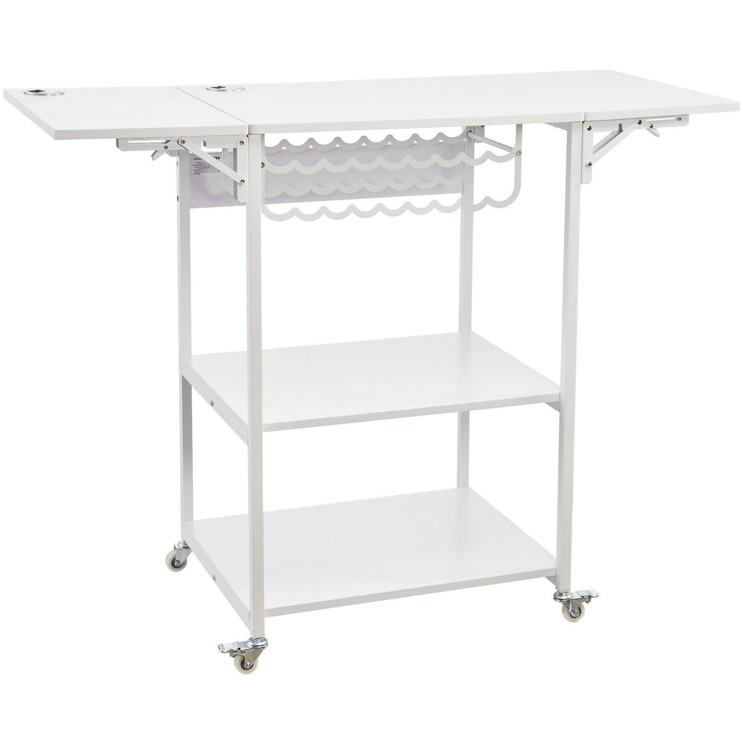 Heat Press Table 3-Tier Movable Heat Press Stand Foldable with Wheels White