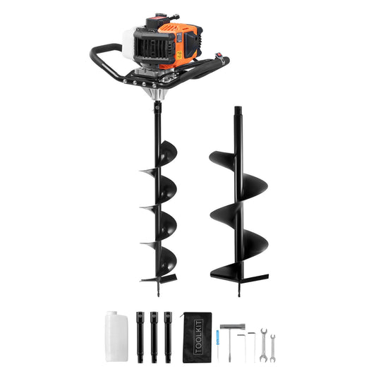 Gas Post Hole Digger 52CC 1450W med 6” & 10” borr och 3 förlängningsstav
