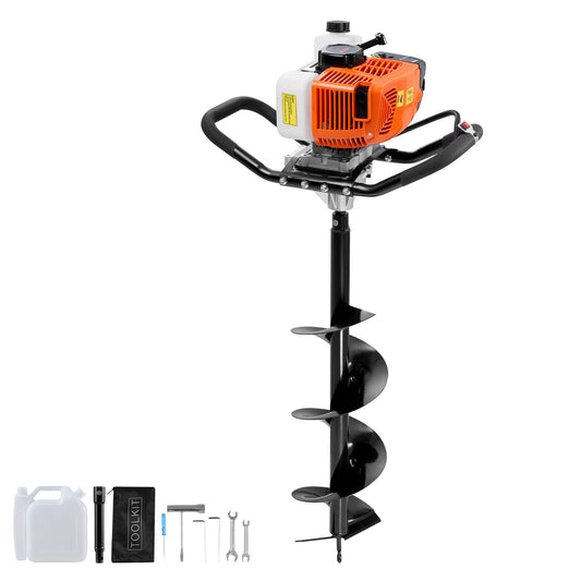 Gas Post Hole Digger 63CC 2400W with 8” drill and 1 extension rod