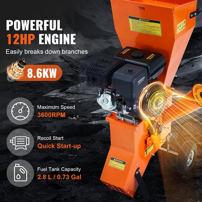 Flisklippare Mulcher 12 HP HeavyDuty gasdriven 6,7” 420cc 8,6kW