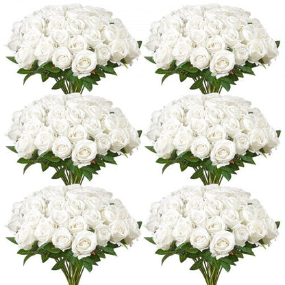 120 st vita rosor konstgjorda blommor realistisk bukett juldekoration heminredning |  EU