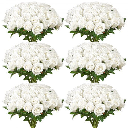 120 st vita rosor konstgjorda blommor realistisk bukett juldekoration heminredning |  EU