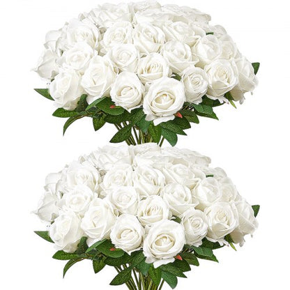 60 st vita rosor konstgjorda blommor realistisk bukett för juldekoration |  EU