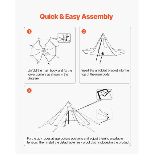 Tipi Heated Tent with Stove Outlet Waterproof Portable for 2 People Camping | EU