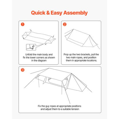 Lightweight tent with stove jack and 2 tarpaulin poles for 2 people | EU