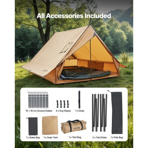 Cabin Hot Tent with Stove Jacket and Ground Mat Lightweight Camping for 2 People | EU