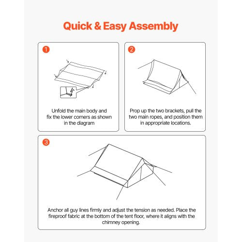 Cabin Hot Tent with Stove Outlet Lightweight Waterproof Camping for 2 People | EU