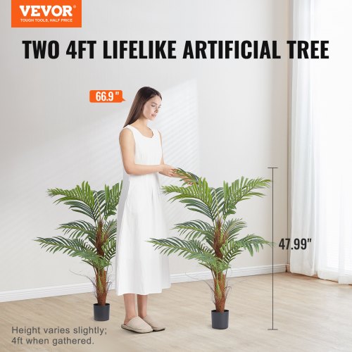 Artificial Palm Tree, 1.2 Meters Tall Artificial Plant, Safe PE Material and Tip-over Protection Easy Care Plant, Lifelike Green Artificial Plant for Home Office, Warehouse Decoration Indoor Outdoor | EU
