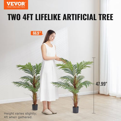 Artificial Palm Tree, 1.2 Meters Tall Artificial Plant, Safe PE Material and Tip-over Protection Easy Care Plant, Lifelike Green Artificial Plant for Home Office, Warehouse Decoration Indoor Outdoor | EU