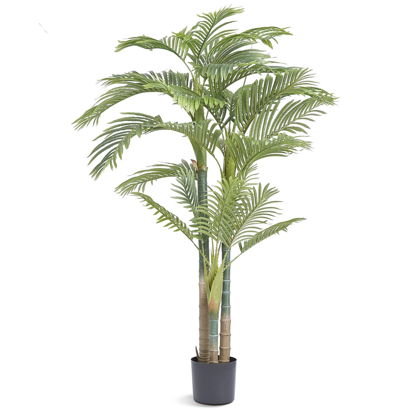 Artificial Golden Cane Palm, 2m Tall Artificial Plant, PE Material and Tipover Protection Low Maintenance Plant, Lifelike Green Fake Tree for Home Office Warehouse Decor Indoor Outdoor