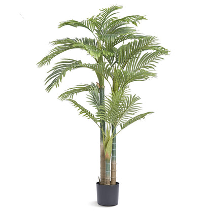 Artificial Golden Cane Palm, 2m Tall Artificial Plant, PE Material and Tipover Protection Low Maintenance Plant, Lifelike Green Fake Tree for Home Office Warehouse Decor Indoor Outdoor