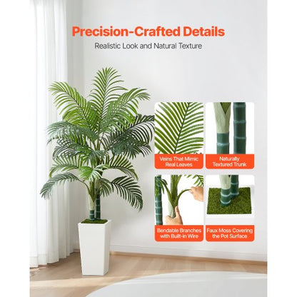1524mm Artificial Areca Palm Plant with White Pot Indoor | EU