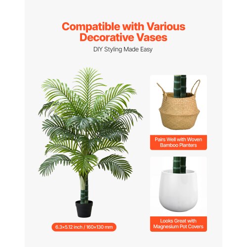 1524mm Artificial Areca Palm Plant with White Pot Indoor | EU