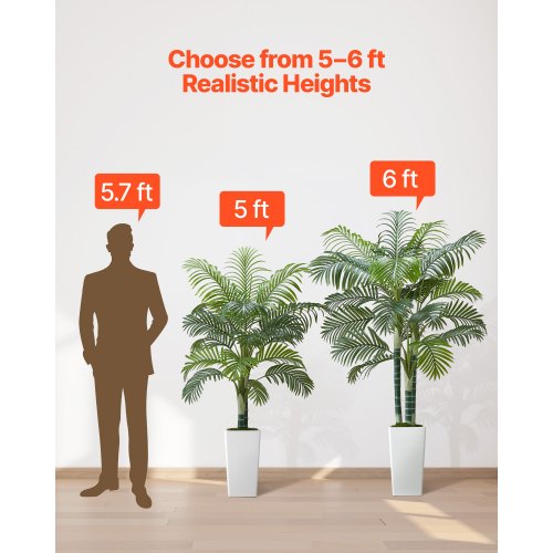 1829 mm Artificial Arecapalm Artificial Plant with White Pot Indoor | EU