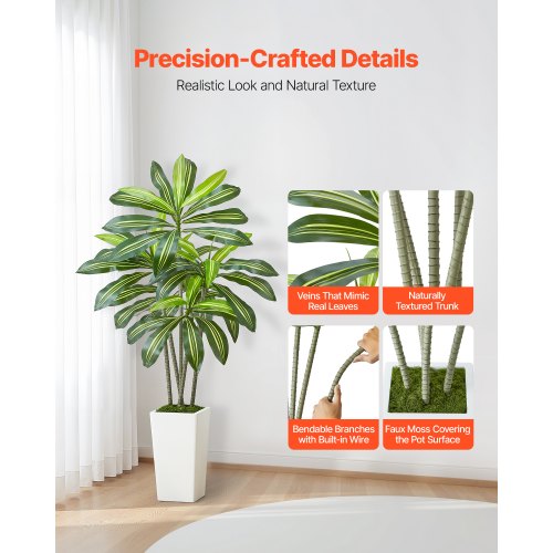 1524 mm artificial dracaena tree artificial plant with white pot indoors | EU