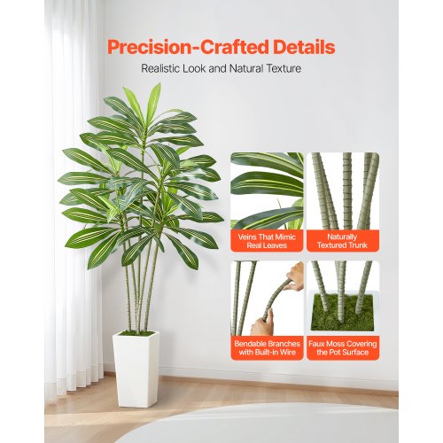 1829 mm artificial dracaena tree artificial plant with white pot indoors | EU