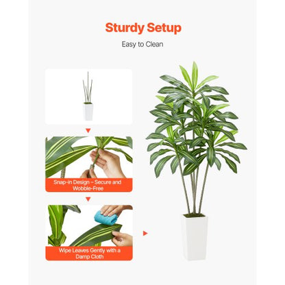 1829 mm artificial dracaena tree artificial plant with white pot indoors | EU