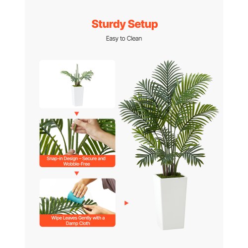 1219 mm 2-pack artificial Areca palms with white pot for indoor use | EU