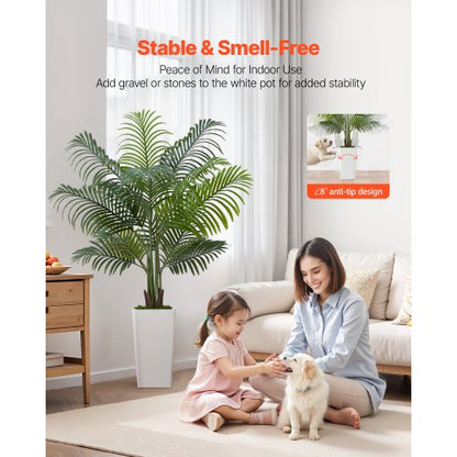 Konstgjord Arecapalm 1524 mm, Konstgjord Palm Tropiska Växter med Vit Hög Kruka, Konstgjord Golvsilkesväxt i Kruka, Stora Träd för Hemmakontor Vardagsrumsinredning Inredning, Inomhus Utomhus |  EU