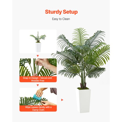 Konstgjord Arecapalm 1524 mm, Konstgjord Palm Tropiska Växter med Vit Hög Kruka, Konstgjord Golvsilkesväxt i Kruka, Stora Träd för Hemmakontor Vardagsrumsinredning Inredning, Inomhus Utomhus |  EU