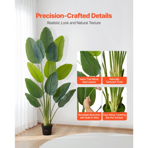 1829 mm Artificial Bird of Paradise Tree Artificial Plant with Pot Indoor | EU