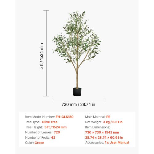 150 cm artificial olive tree tall artificial plant with pot for home office | EU