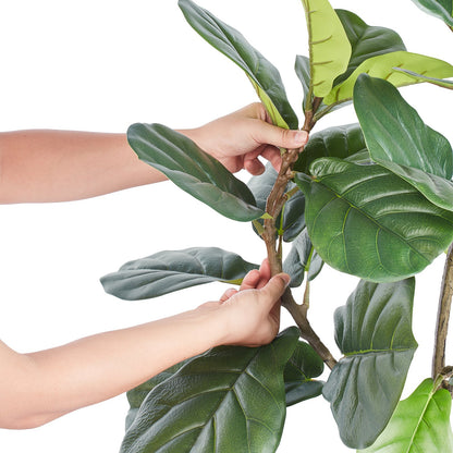 Artificial Fiddle Leaf Fig Tree, 6 FT, Safe PE Material &amp; Tip-over Protection Low Maintenance Humid Plant, Lifelike Green Fake Potted Tree for Home Office Warehouse Decor Indoor Outdoor