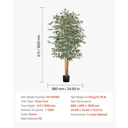 180 cm artificial ficus tree tall artificial plant with pot for indoor decoration | EU
