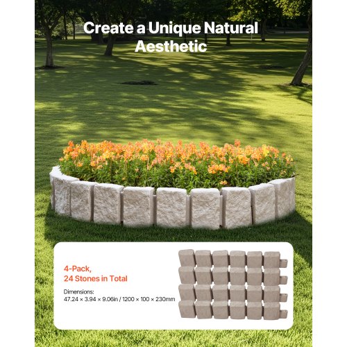 Artificial Stone Landscape Edging 47.2 x 9 inches Lawn Edging Fade Resistant | EU