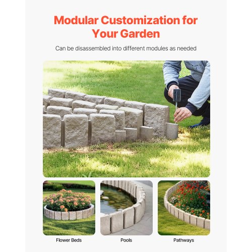 Artificial Stone Landscape Edging 47.2 x 9 inches Lawn Edging Fade Resistant | EU