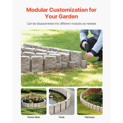 Artificial Stone Landscape Edging 47.2 x 9 inches Lawn Edging Fade Resistant | EU