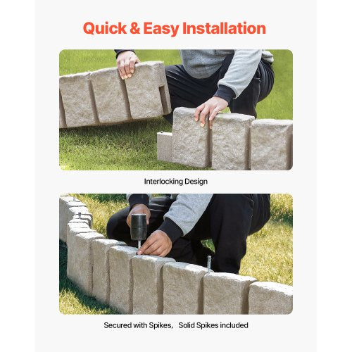 Artificial Stone Landscape Edging 47.2 x 9 inches Lawn Edging Fade Resistant | EU