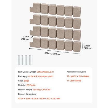 Artificial Stone Landscape Edging 47.2 x 9 inches Lawn Edging Fade Resistant | EU