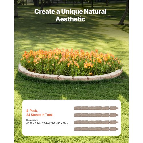 Faux Stone Landscape Kant 46,2 x 2,2 i trädgård gräsmatta Kant för gångväg |  EU