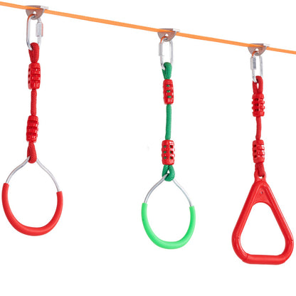 2x50 feet Ninja Warrior obstacle course for kids outdoor Slackline 12 obstacles