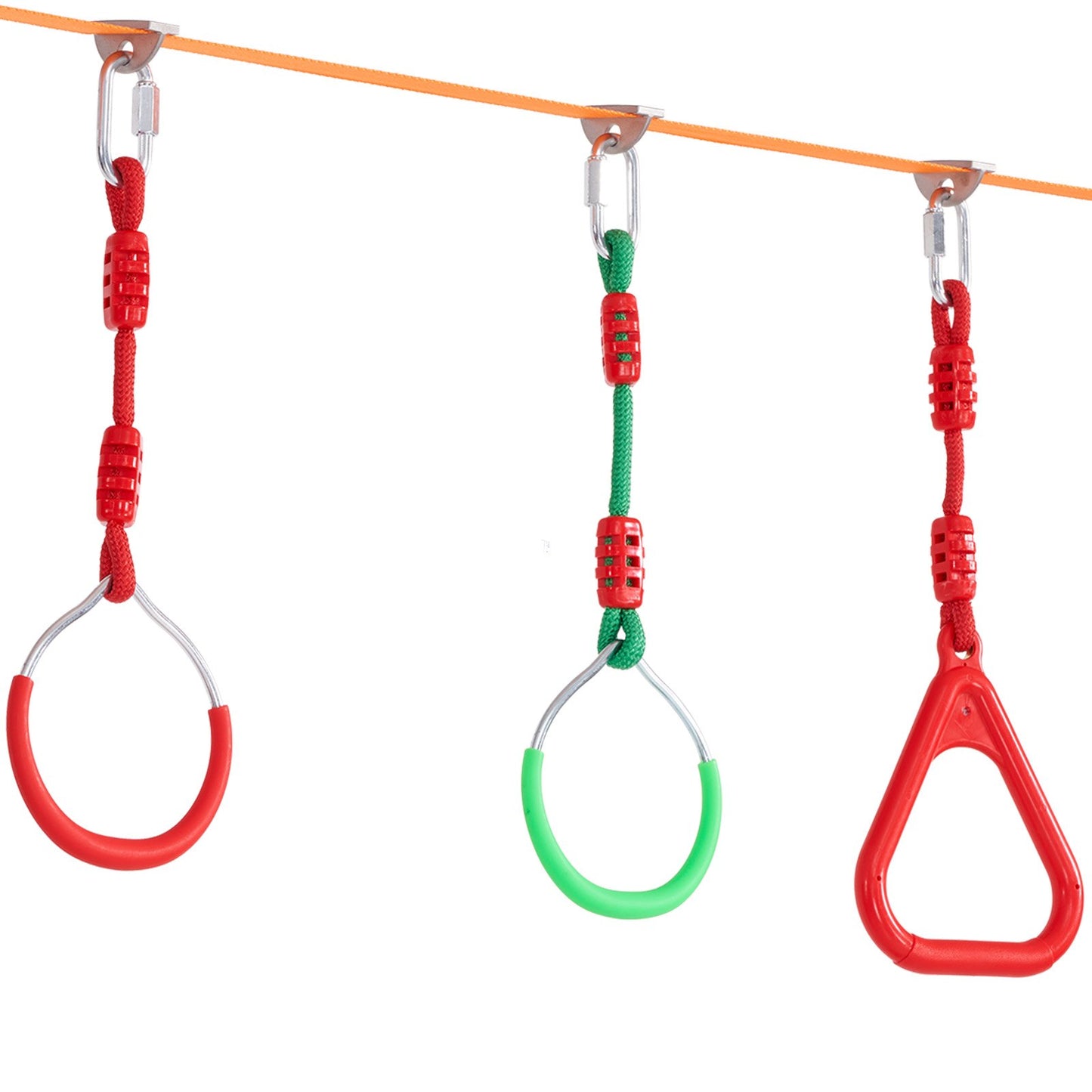 2x65 feet Ninja Warrior obstacle course for kids outdoor Slackline 12 obstacles