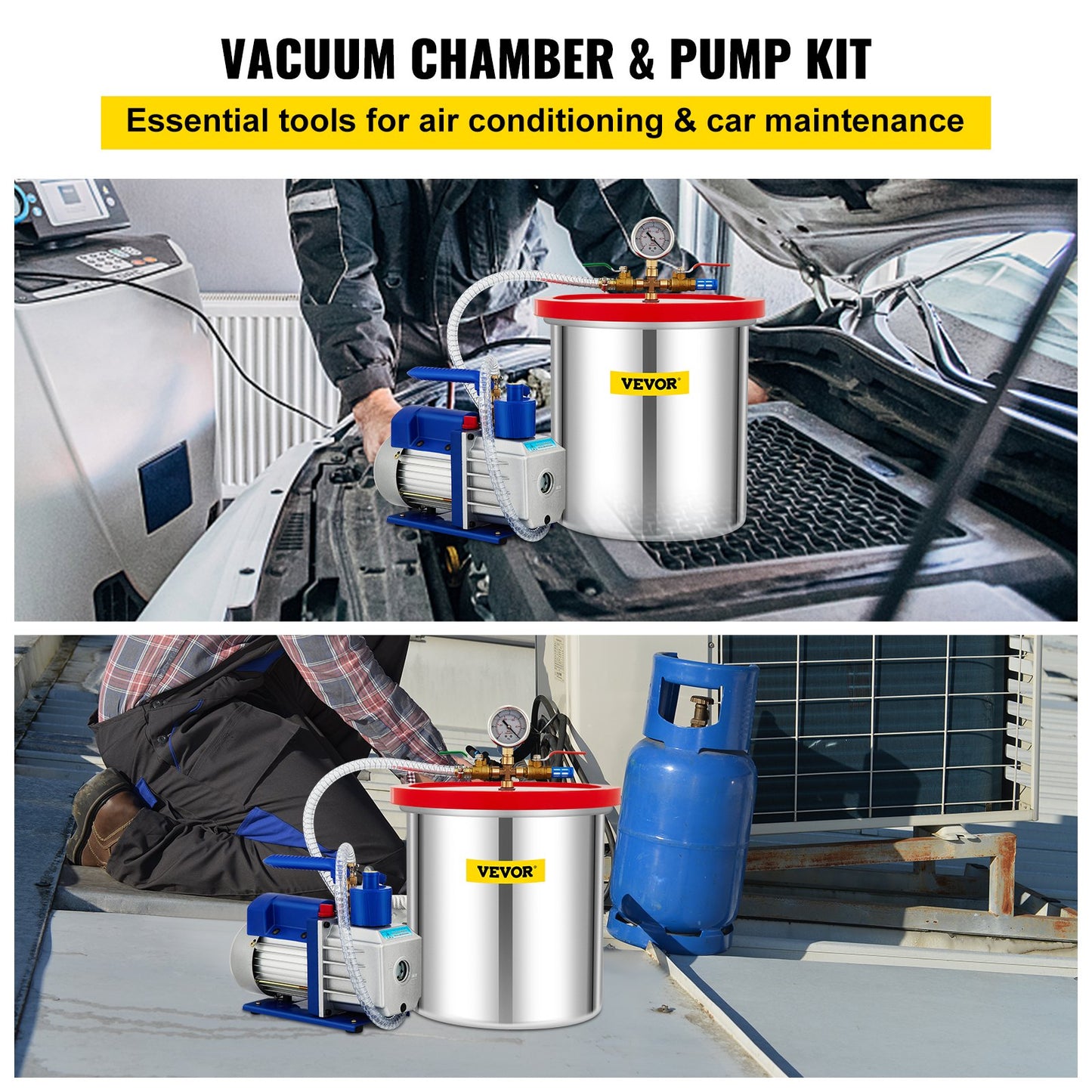 Vakuumkammer mit Pumpe Vakuumkammer-Kit 5 Gal 5CFM 1/3HP Einstufig