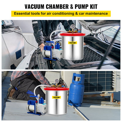Vakuumkammer mit Pumpe Vakuumkammer-Kit 5 Gal 5CFM 1/3HP Einstufig