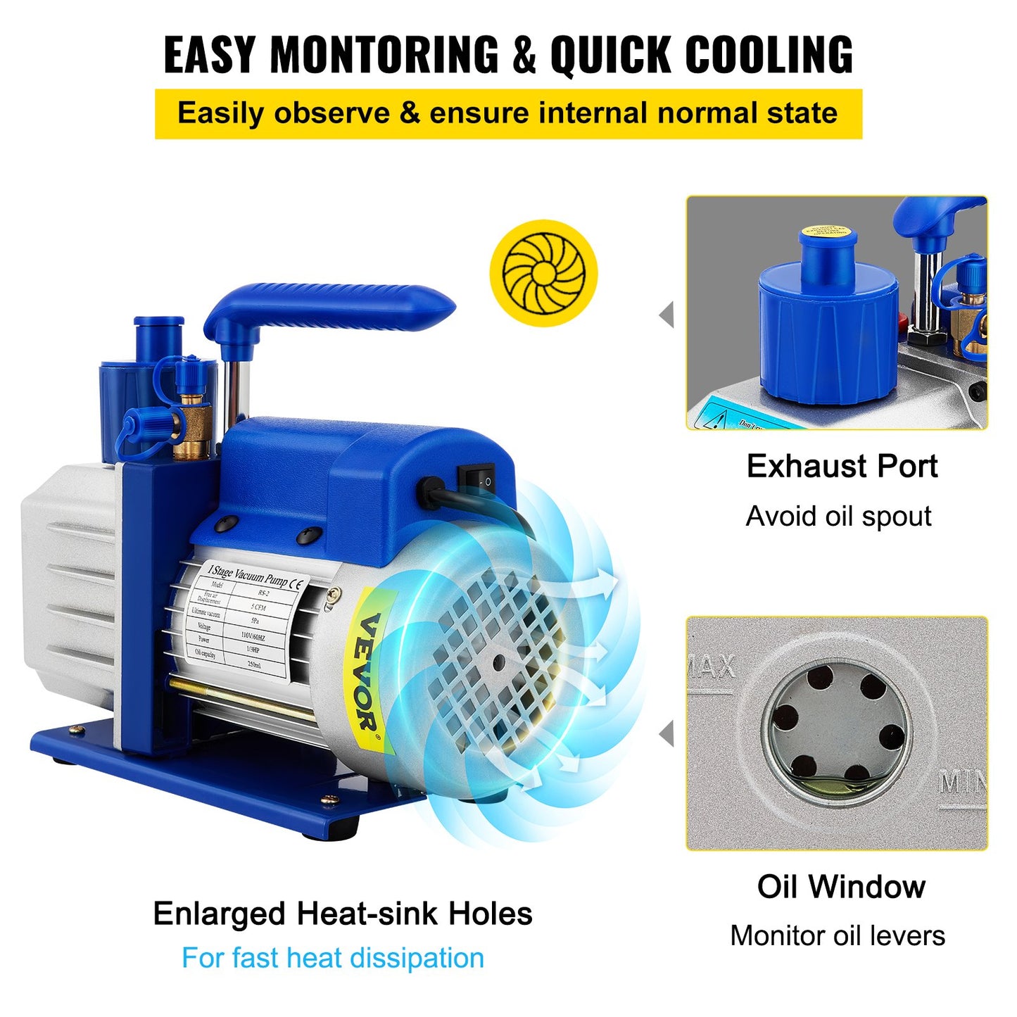 Vakuumkammer mit Pumpe Vakuumkammer-Kit 5 Gal 5CFM 1/3HP Einstufig