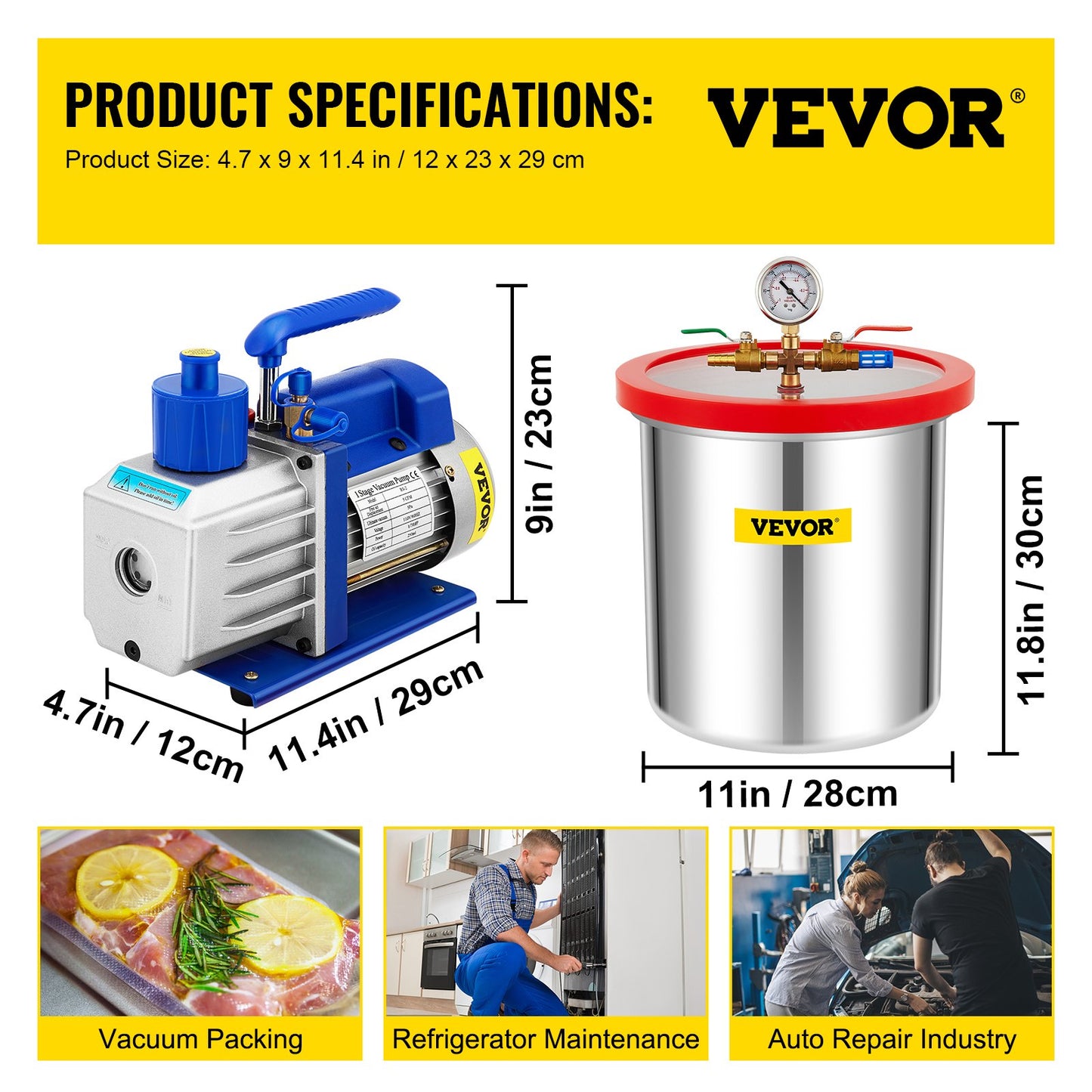 Vakuumkammer mit Pumpe Vakuumkammer-Kit 5 Gal 5CFM 1/3HP Einstufig