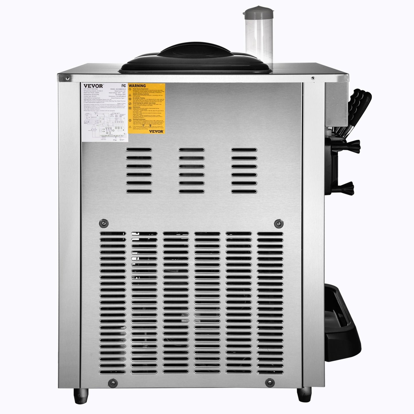 Commercial Ice Cream Machine, 22-30L/H Capacity, 2200W Countertop Soft Serve Machine with 2x6L Hopper 2L Cylinder LCD Panel Puffing Failure Alarm, Frozen Yogurt Maker for Restaurant Snack Bar, Silver