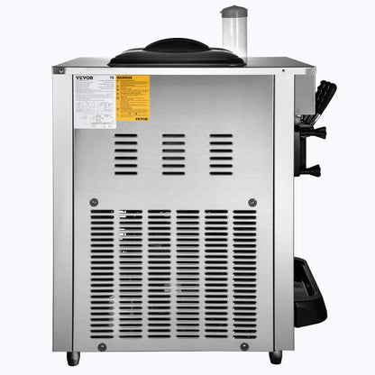 Commercial Ice Cream Machine, 22-30L/H Capacity, 2200W Countertop Soft Serve Machine with 2x6L Hopper 2L Cylinder LCD Panel Puffing Failure Alarm, Frozen Yogurt Maker for Restaurant Snack Bar, Silver